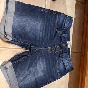 SO Girls Cuffed Stylish Denim Shorts with Button Detail